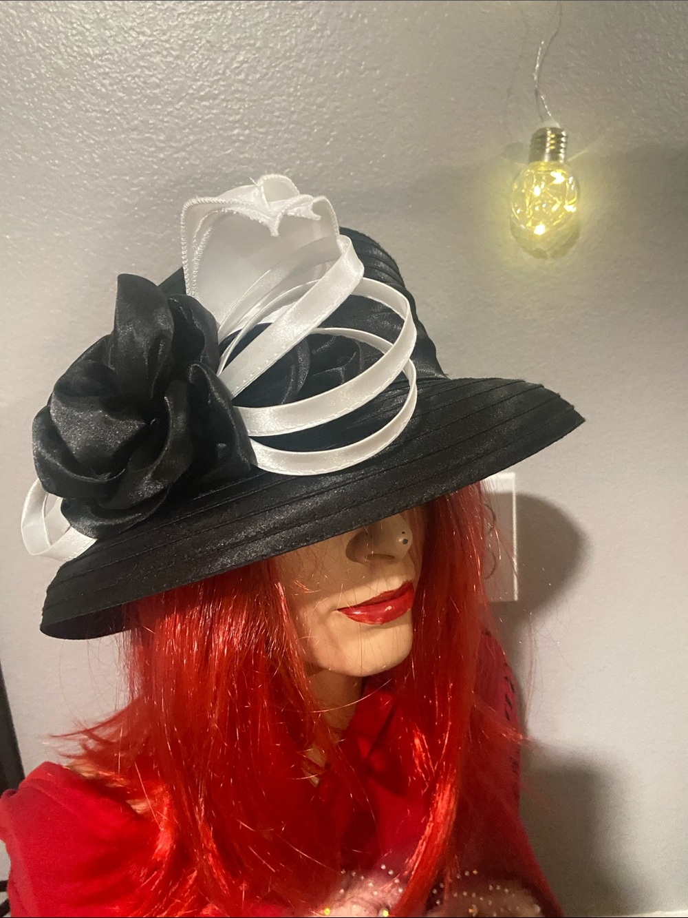 Black and White Floral Derby Hat - Women Accessories